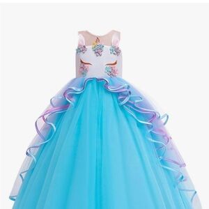 Floral Embellished Blue and Purple Dress